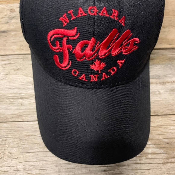 Niagara Falls Canada Baseball Cap Adult Adjustable Embroidered Black Red Hat - Picture 3 of 7